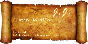 Justin Jolán névjegykártya